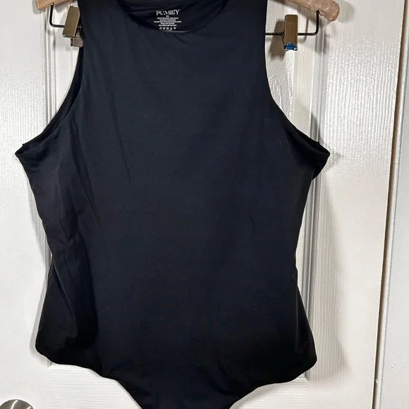 PUMIEY Women’s Black High Neck Sleeveless Bodysuit 2XL Stretch Thong Capsule - Picture 8 of 9
